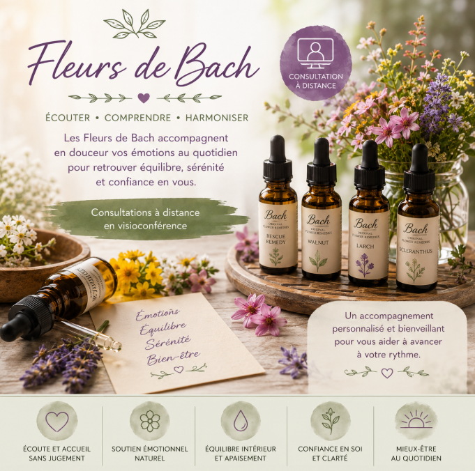 La consultation Fleurs de Bach peut être choisie indépendamment de l’Art-Thérapie.